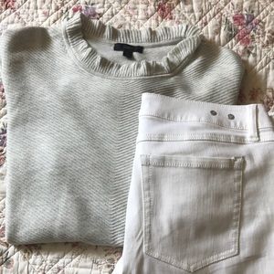 NWOT J Crew Ruffle neck sweater. XL offwhite